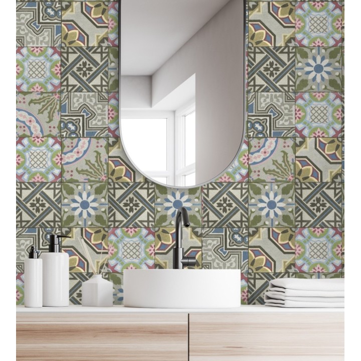 Papel pintado mosaico árabe de azulejos multicolor - Misuri 8816