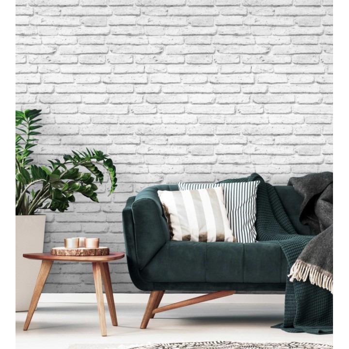 Papel pintado ladrillo blanco vintage estilo nórdico - Nordic Street 115500