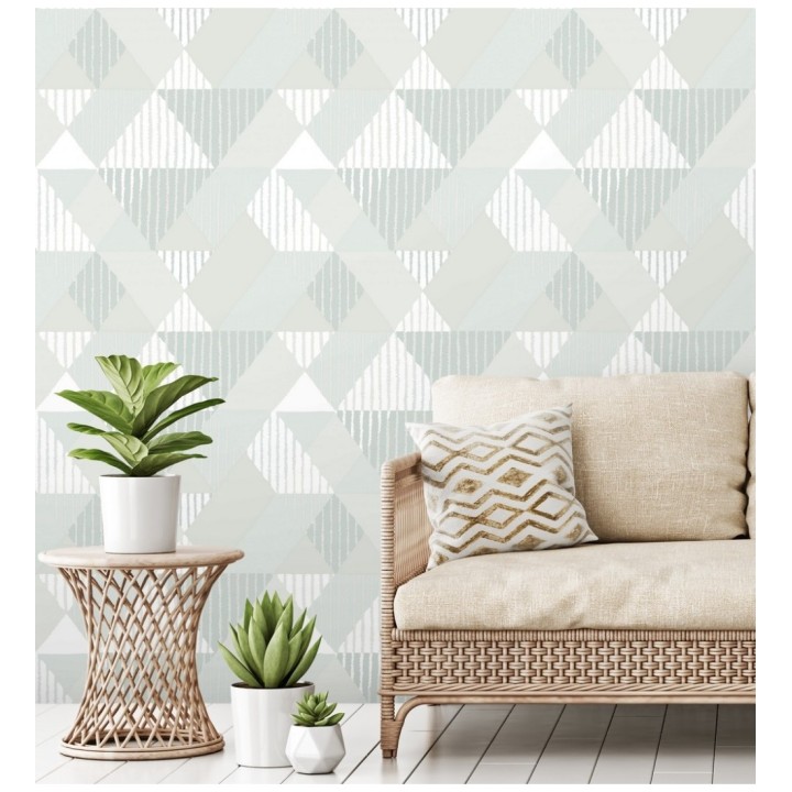 Papel pintado geométrico rombos y rayas - Harper 679699