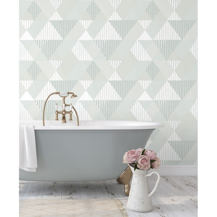 Papel pintado geométrico rombos y rayas - Harper 679699