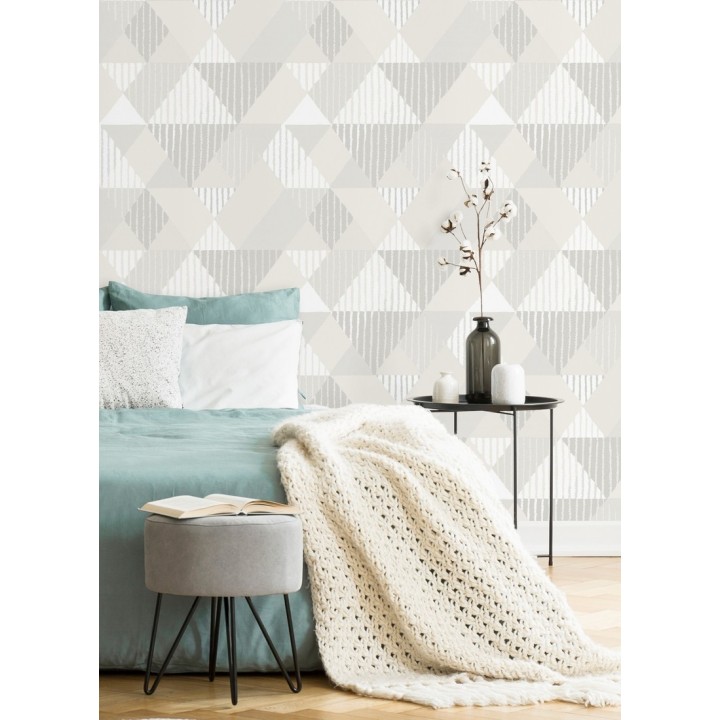 Papel pintado geométrico rombos y rayas - Harper 679700