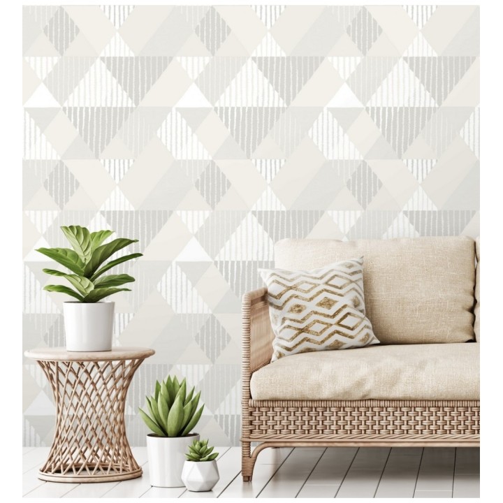 Papel pintado geométrico rombos y rayas - Harper 679700