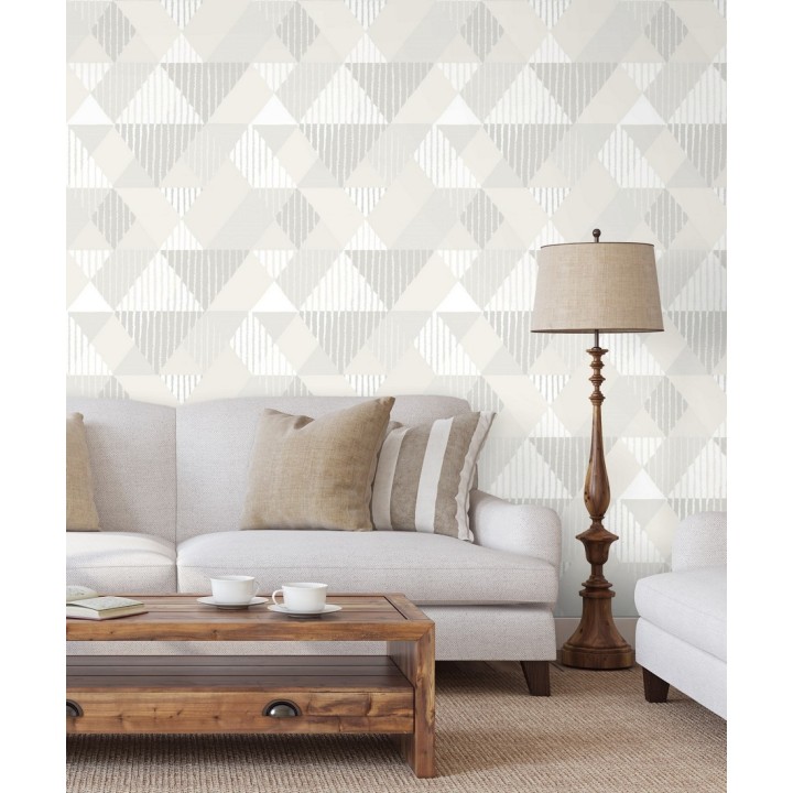 Papel pintado geométrico rombos y rayas - Harper 679700