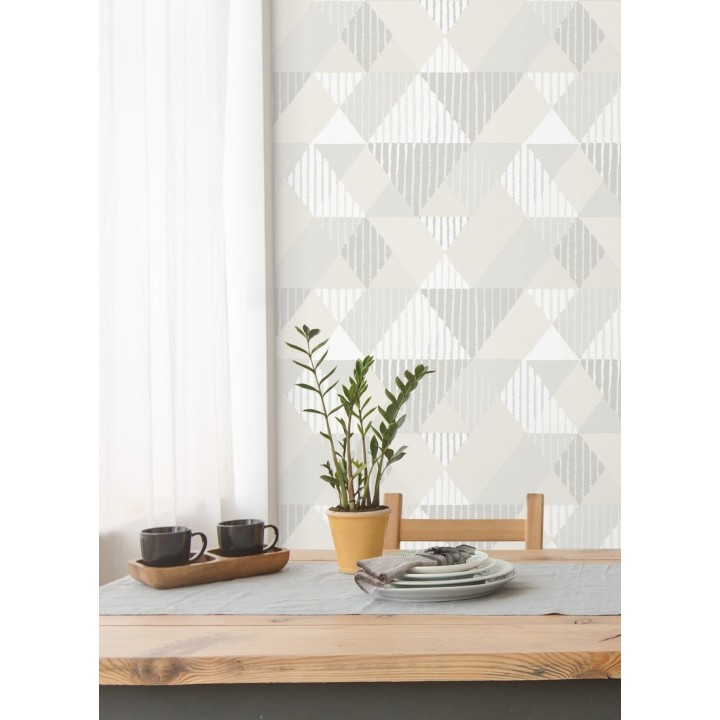 Papel pintado geométrico rombos y rayas - Harper 679700