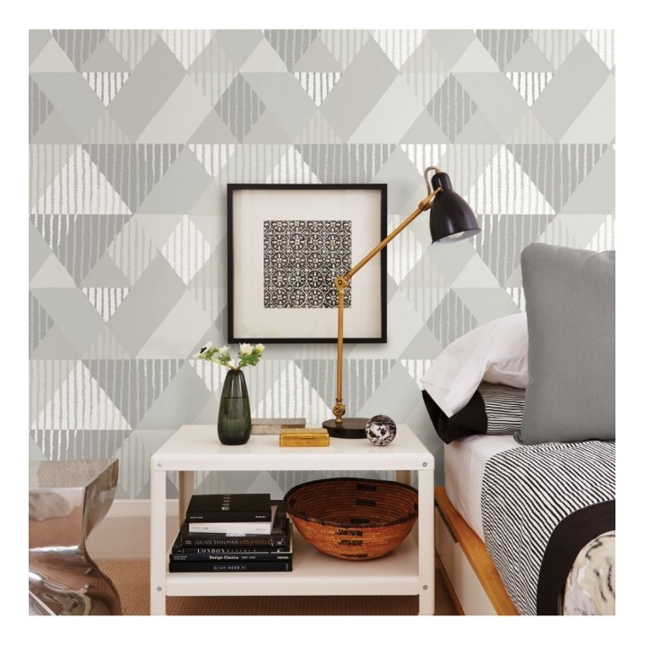 Papel pintado geométrico rombos y rayas - Harper 679701