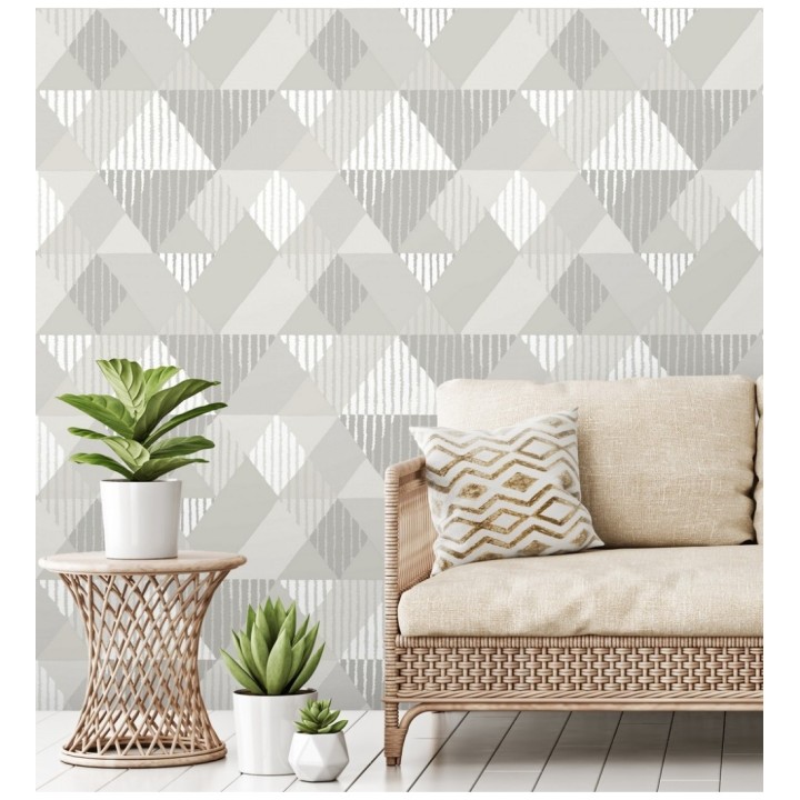 Papel pintado geométrico rombos y rayas - Harper 679701