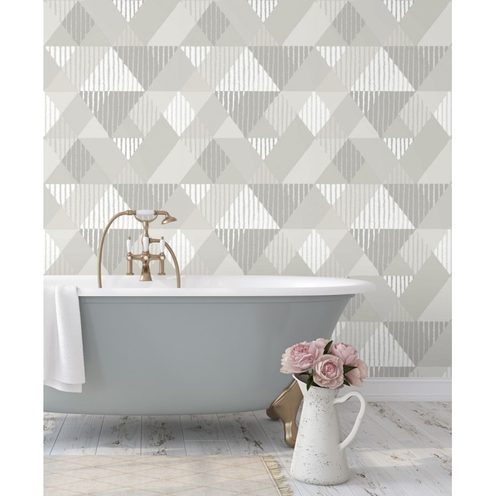 Papel pintado geométrico rombos y rayas - Harper 679701