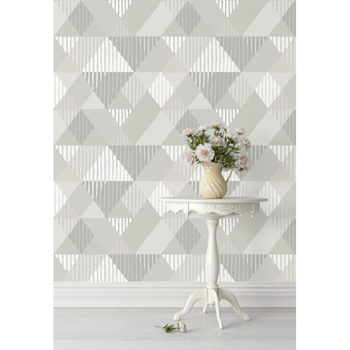 Papel pintado geométrico rombos y rayas - Harper 679701