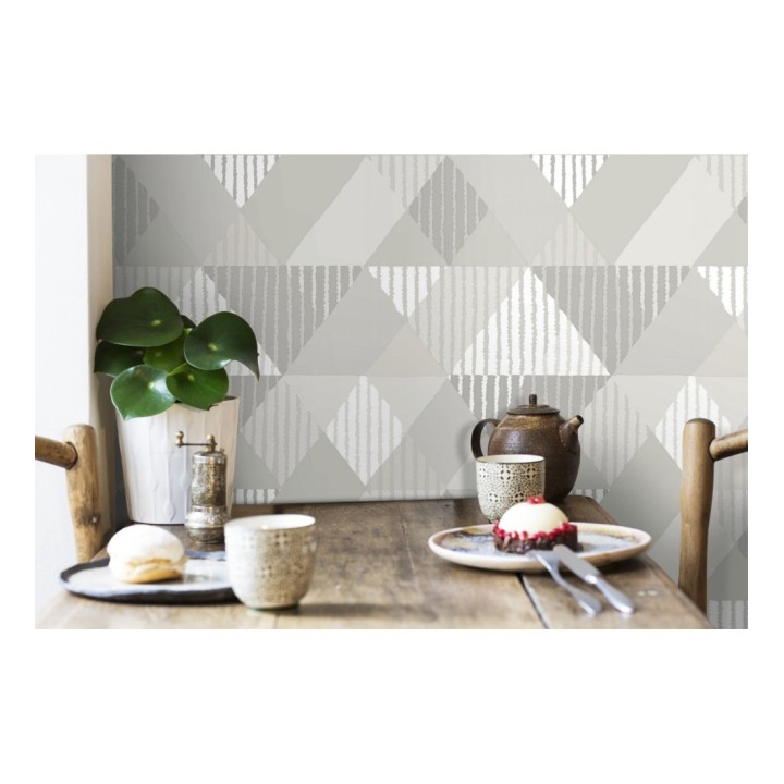 Papel pintado geométrico rombos y rayas - Harper 679701