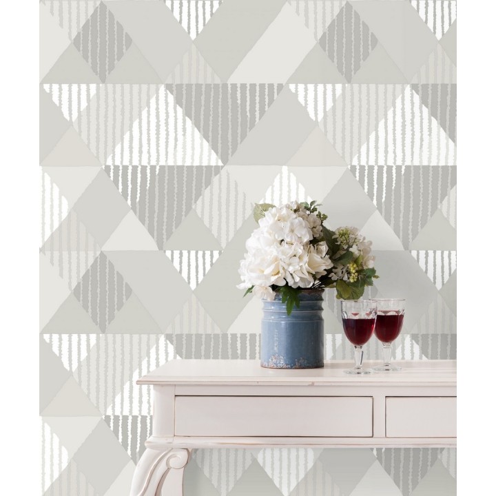 Papel pintado geométrico rombos y rayas - Harper 679701