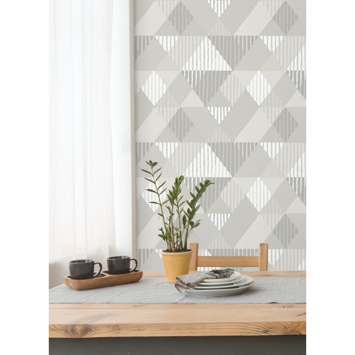 Papel pintado geométrico rombos y rayas - Harper 679701