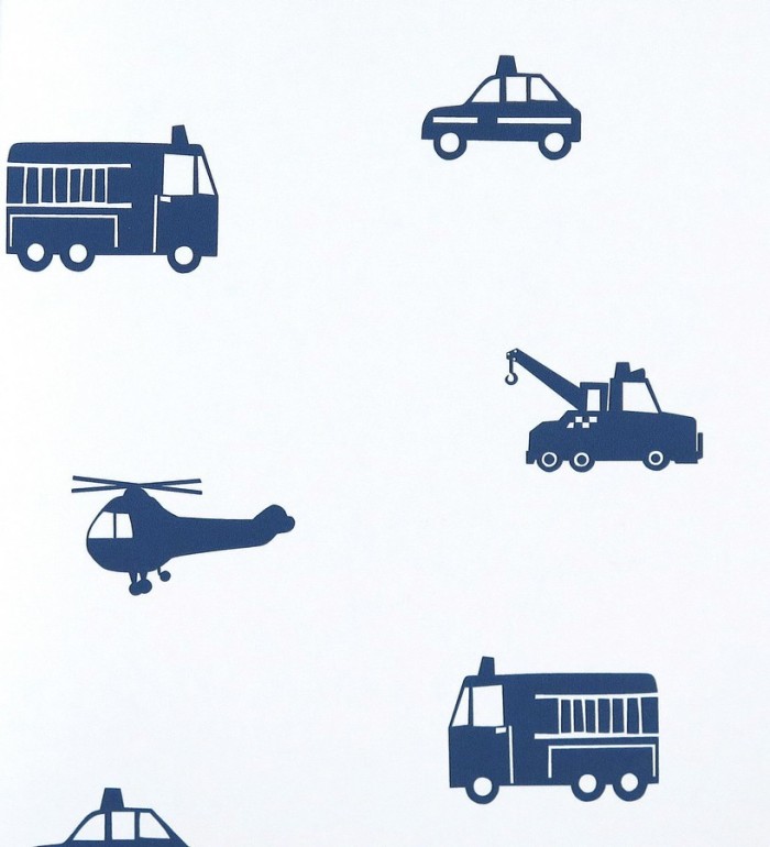 Papel pintado para niños coches grúas y aviones - Kids Transports 116240