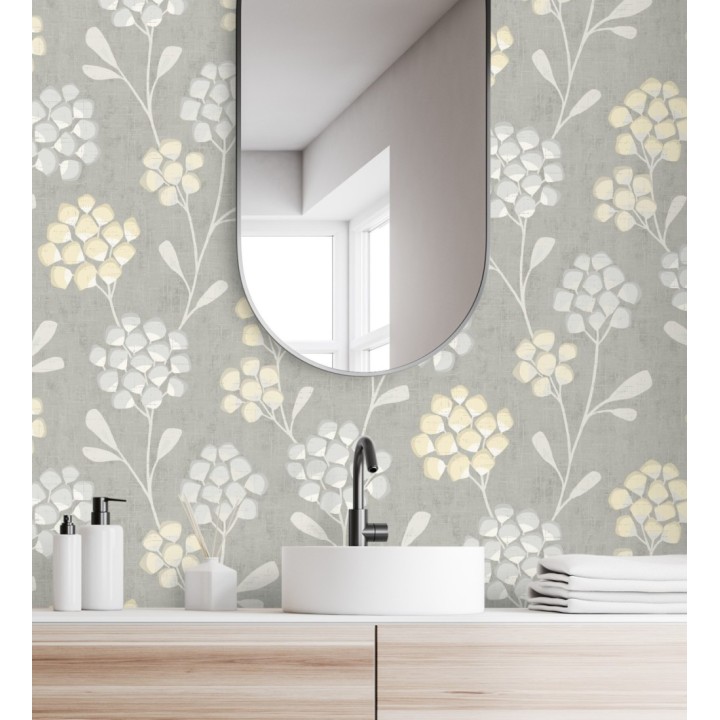 Papel pintado flores con hojas geométricas estilo nórdico - Covent Garden 679706