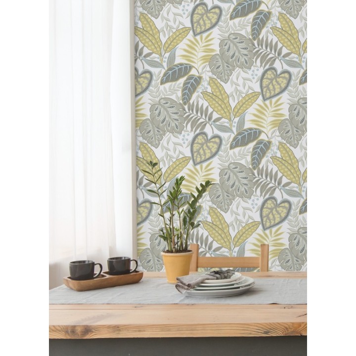 Papel pintado hojas tropicales estilo inglés - Belfast Garden 679710