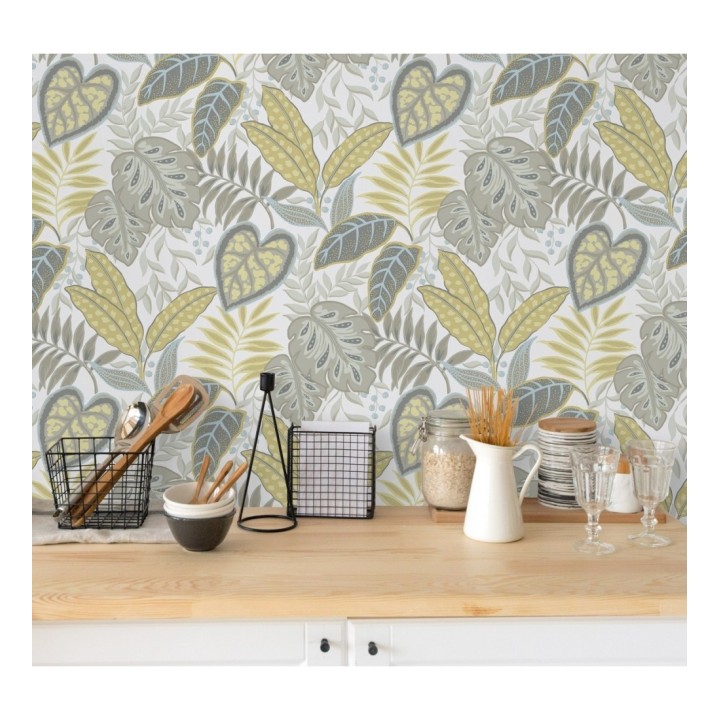 Papel pintado hojas tropicales estilo inglés - Belfast Garden 679710