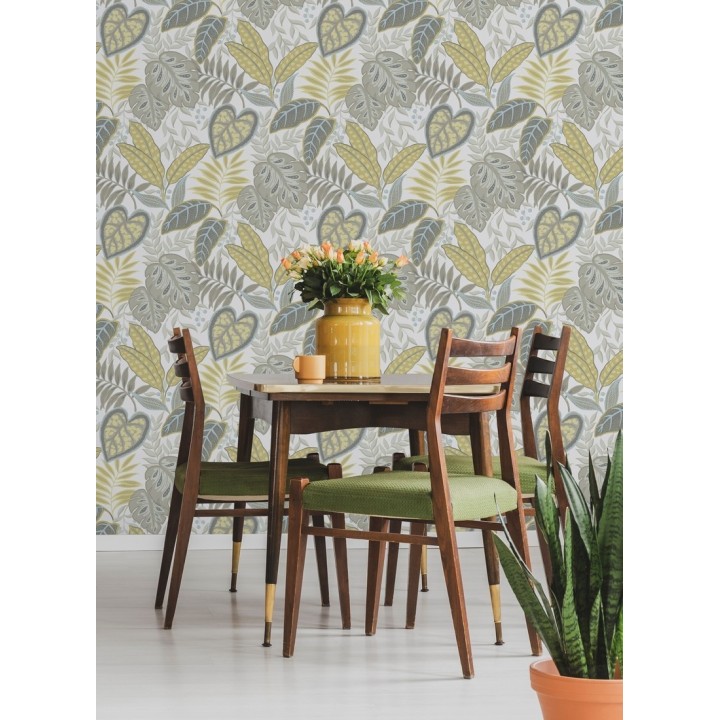 Papel pintado hojas tropicales estilo inglés - Belfast Garden 679710