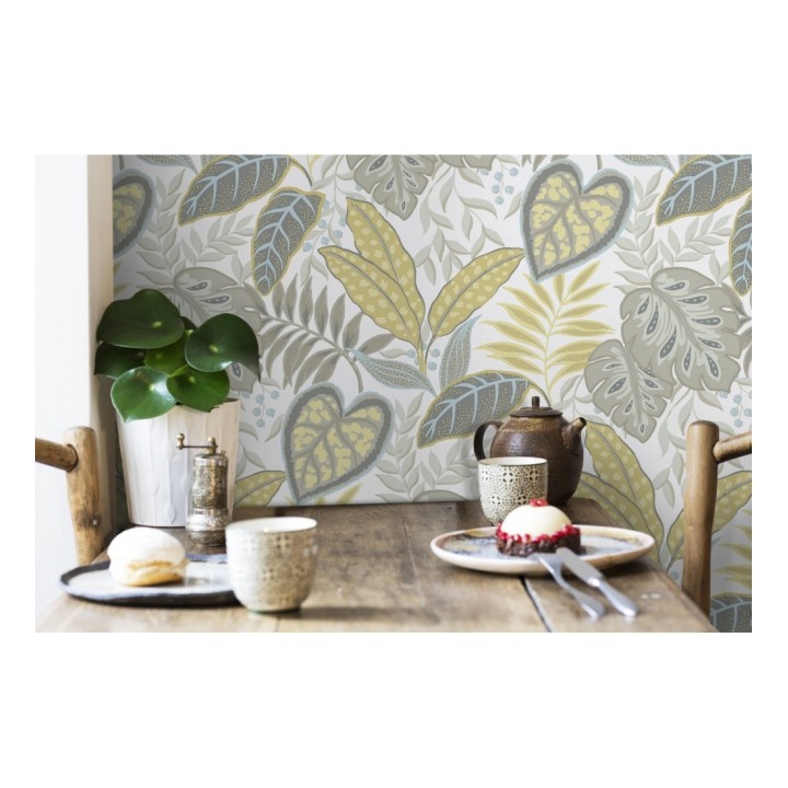 Papel pintado hojas tropicales estilo inglés - Belfast Garden 679710