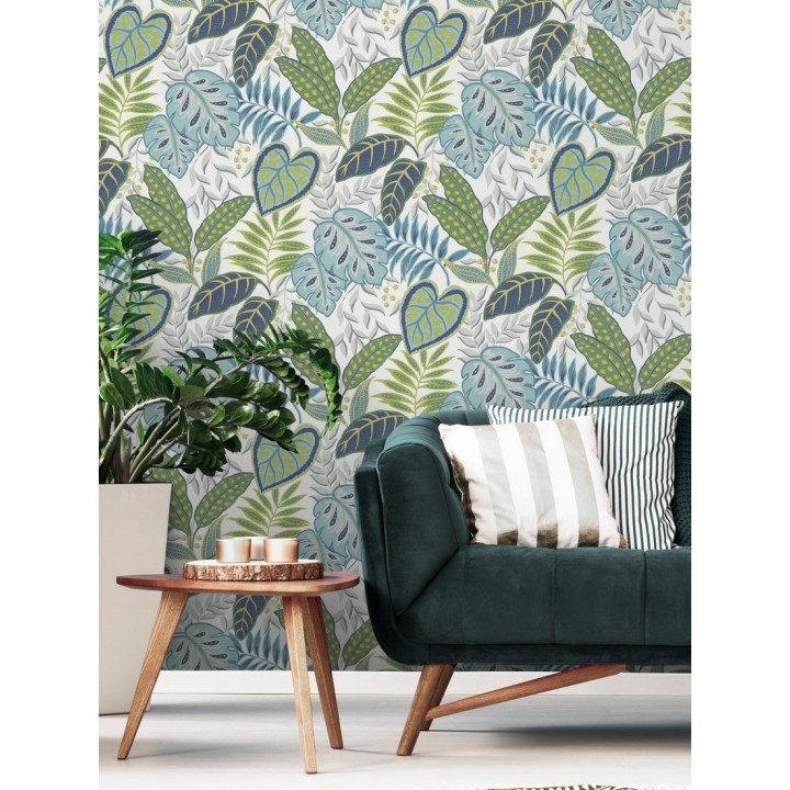 Papel pintado hojas tropicales estilo inglés - Belfast Garden 679712