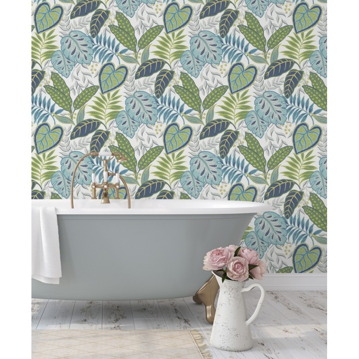 Papel pintado hojas tropicales estilo inglés - Belfast Garden 679712