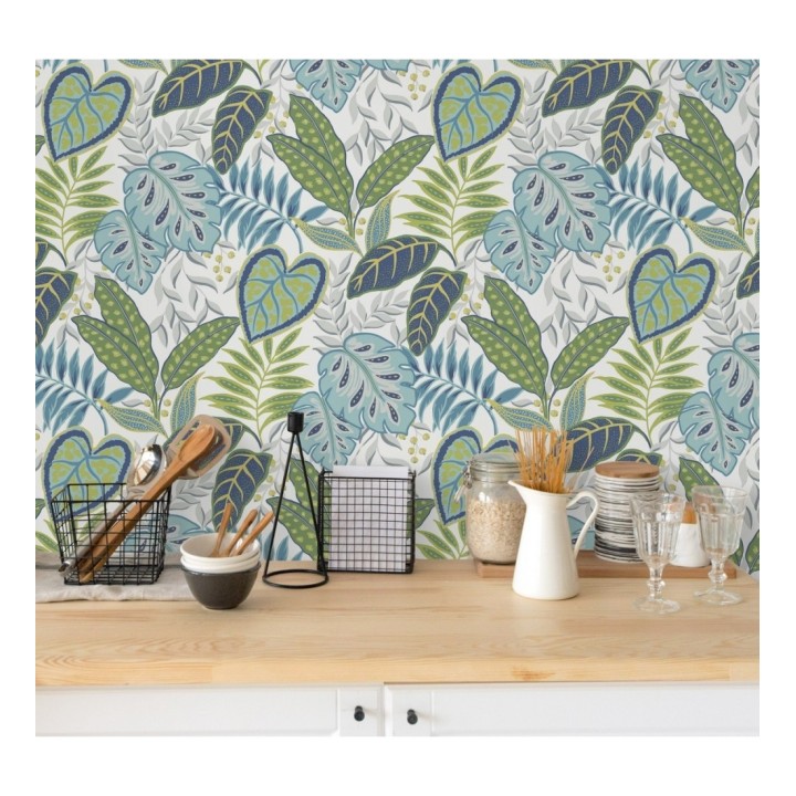 Papel pintado hojas tropicales estilo inglés - Belfast Garden 679712