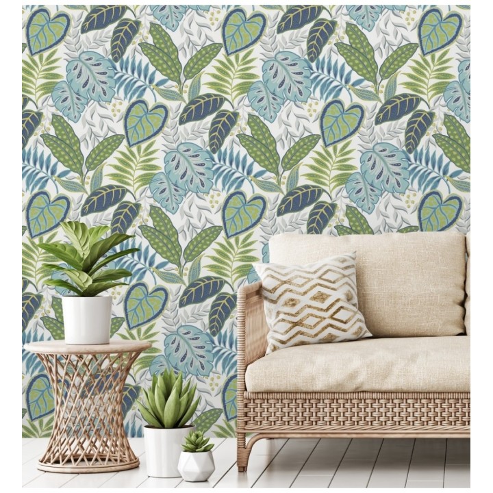 Papel pintado hojas tropicales estilo inglés - Belfast Garden 679712
