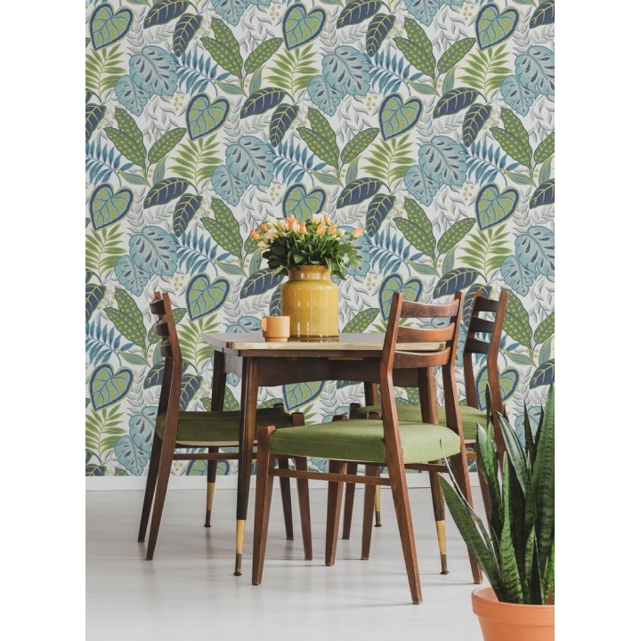Papel pintado hojas tropicales estilo inglés - Belfast Garden 679712