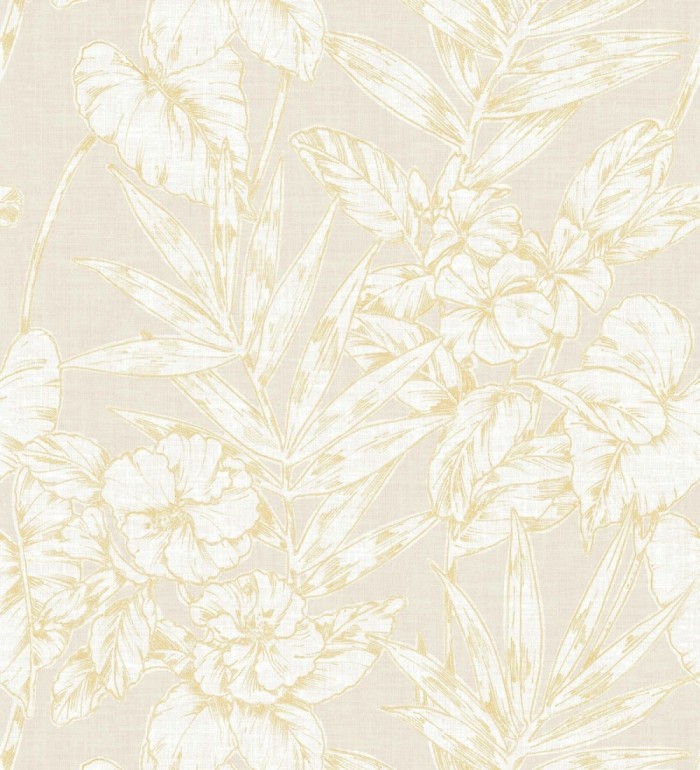 Papel pintado hojas perfiladas en amarillo - Dutch Garden 679719