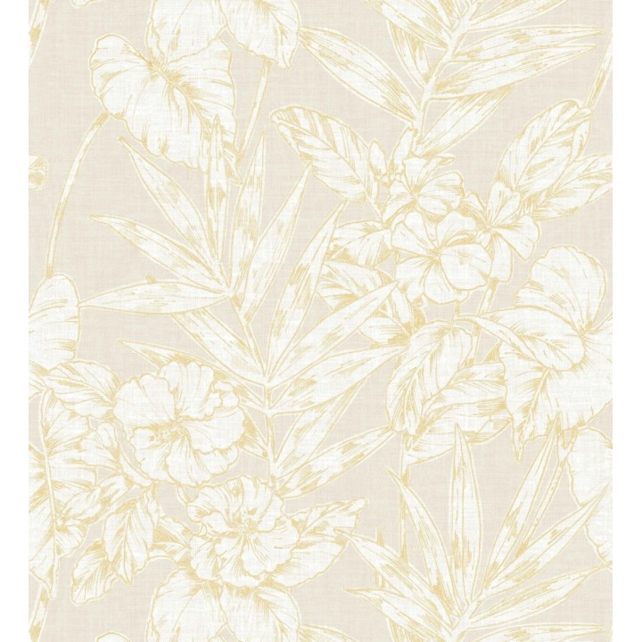 Papel pintado hojas perfiladas en amarillo - Dutch Garden 679719