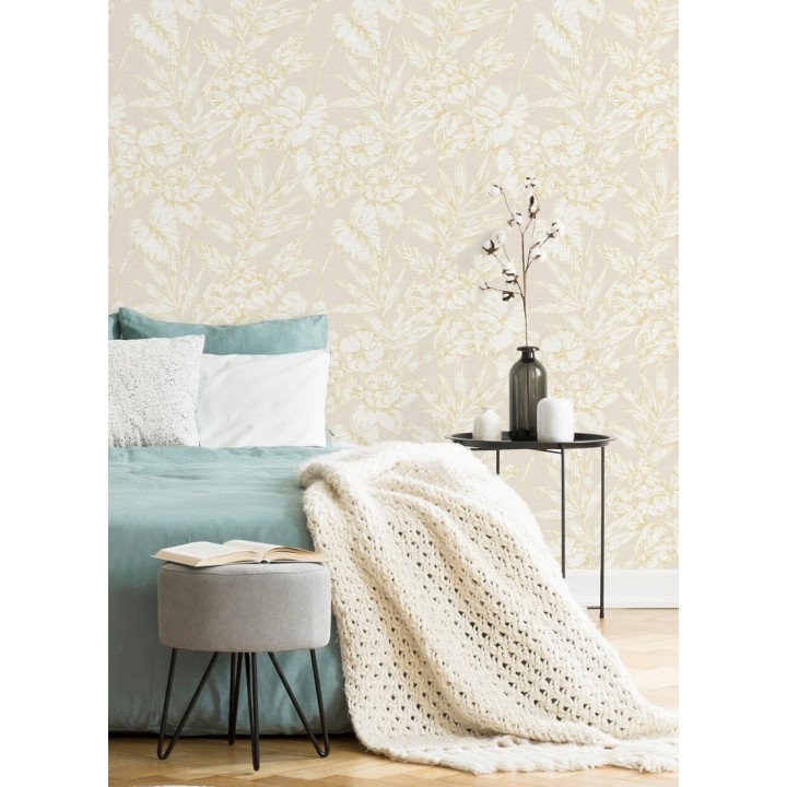 Papel pintado hojas perfiladas en amarillo - Dutch Garden 679719