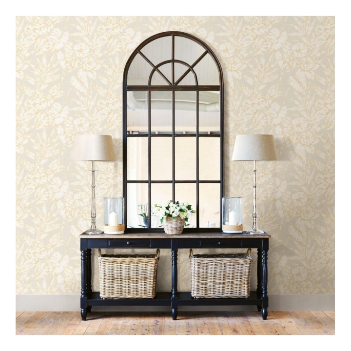 Papel pintado hojas perfiladas en amarillo - Dutch Garden 679719