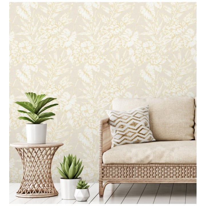 Papel pintado hojas perfiladas en amarillo - Dutch Garden 679719