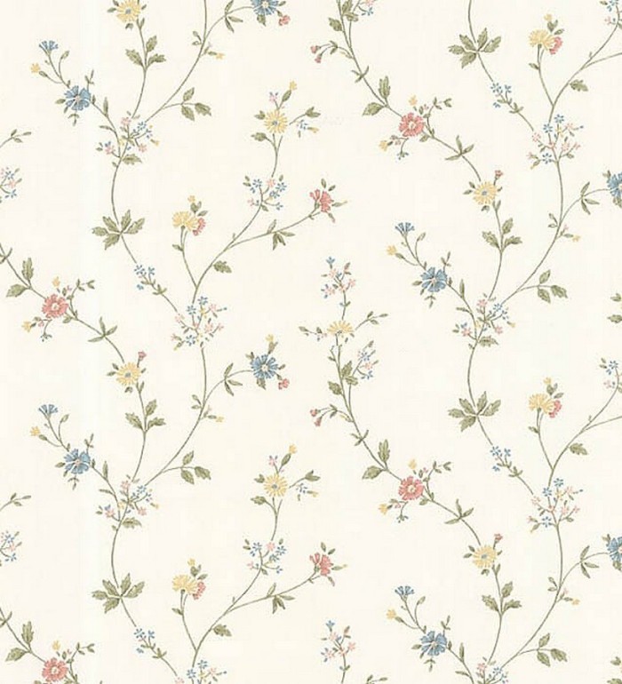 Papel pintado enredadera de flores románticas pequeñas estilo inglés - Lillian 116752