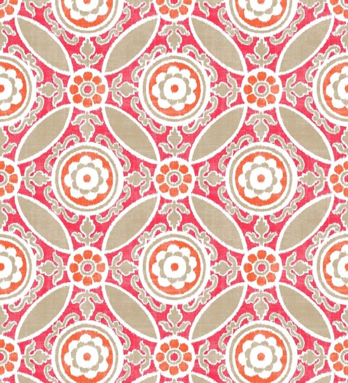 Papel pintado geométrico caleidoscopio rojo coral - Scarlet 679726