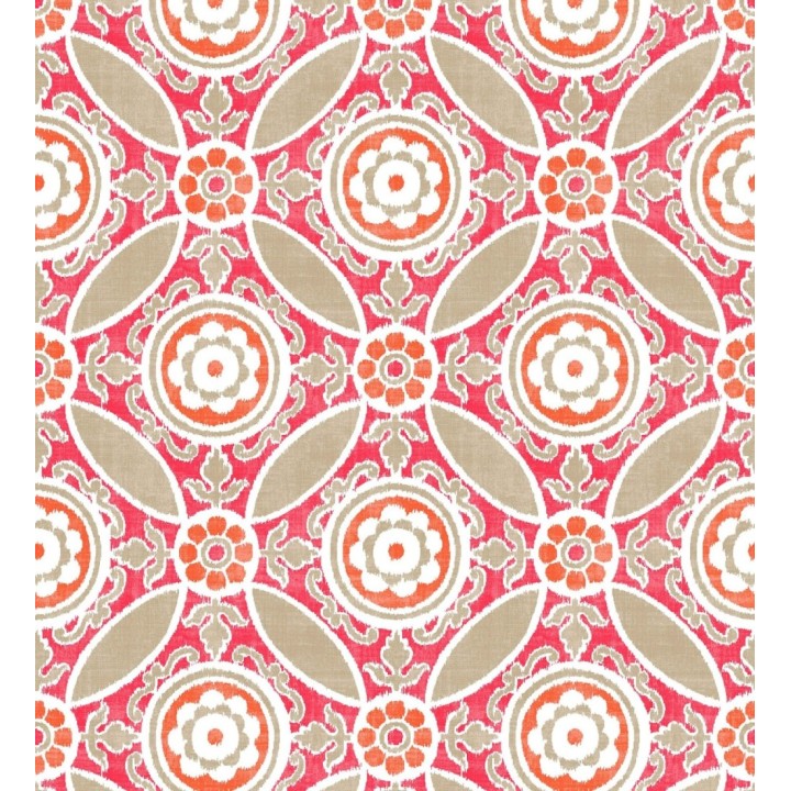 Papel pintado geométrico caleidoscopio rojo coral - Scarlet 679726