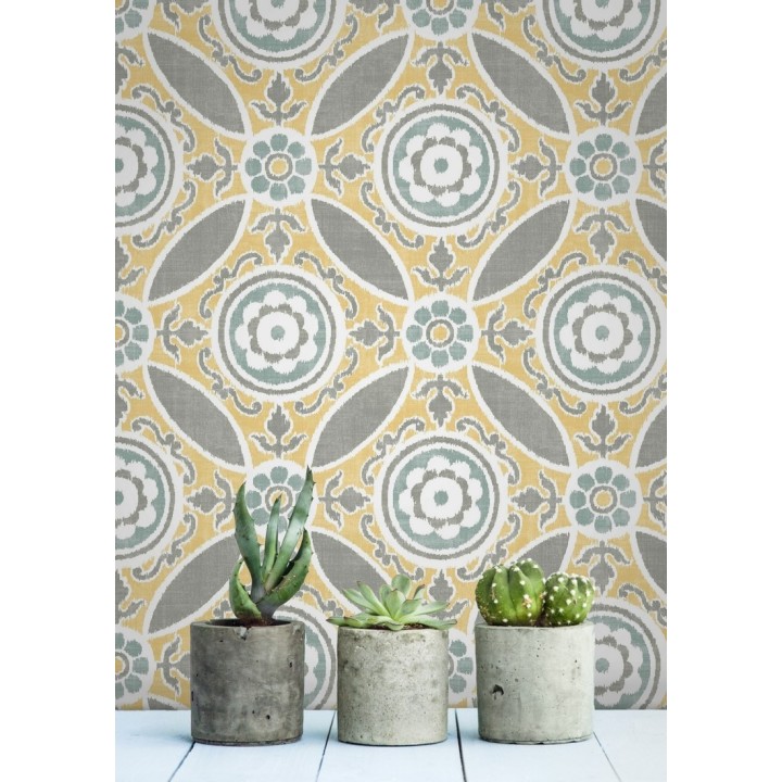 Papel pintado geométrico caleidoscopio tonos ocres - Scarlet 679727