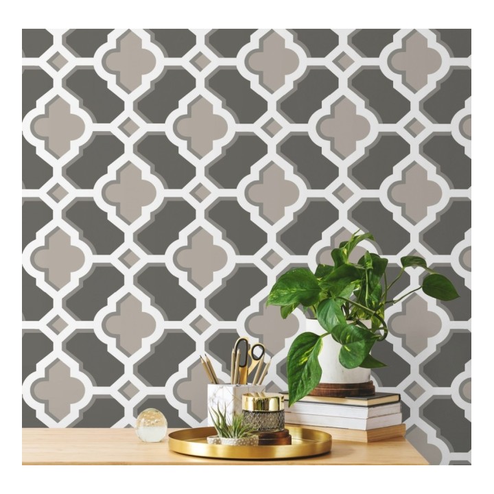 Papel pintado geométrico de vidrieras marrones - Endor Majestic 679735