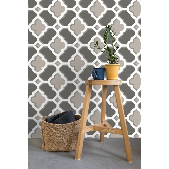 Papel pintado geométrico de vidrieras marrones - Endor Majestic 679735