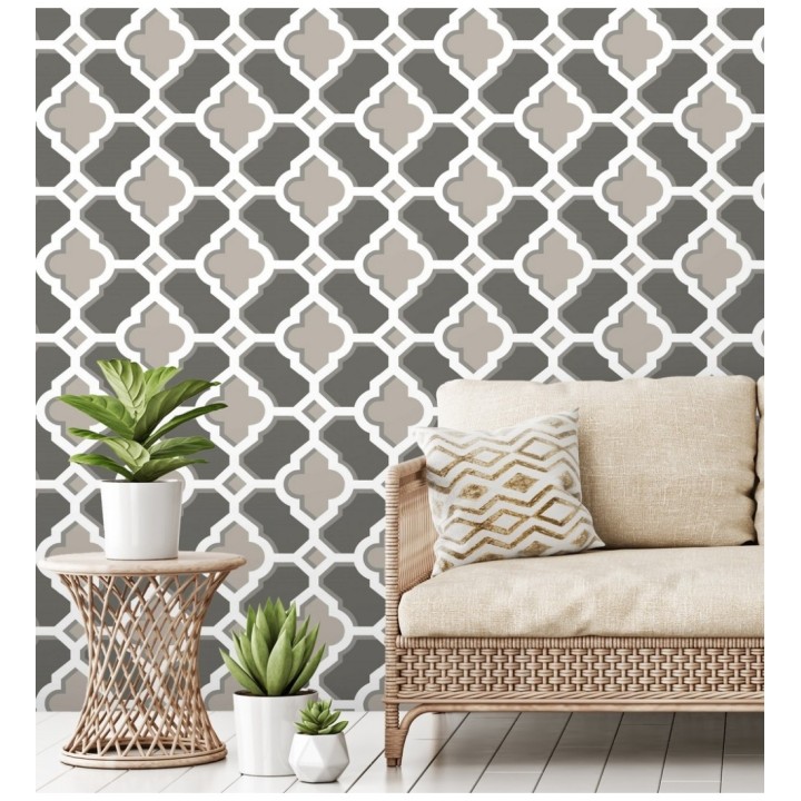 Papel pintado geométrico de vidrieras marrones - Endor Majestic 679735