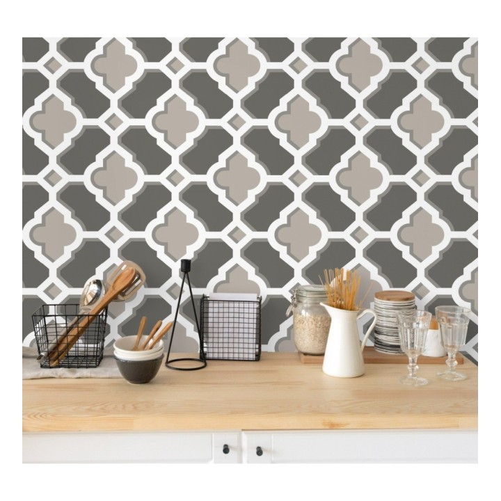 Papel pintado geométrico de vidrieras marrones - Endor Majestic 679735