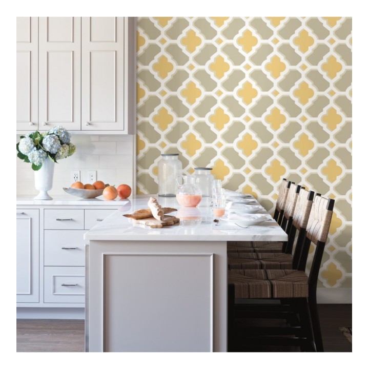 Papel pintado geométrico de vidrieras amarillo - Endor Majestic 679737