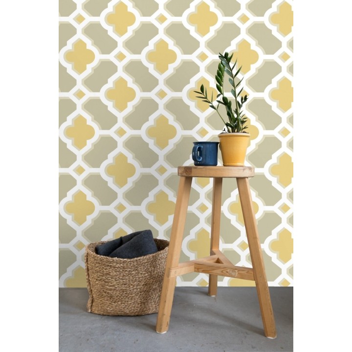 Papel pintado geométrico de vidrieras amarillo - Endor Majestic 679737