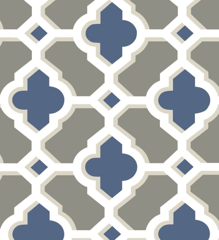 Papel pintado geométrico de vidrieras azules - Endor Majestic 679738