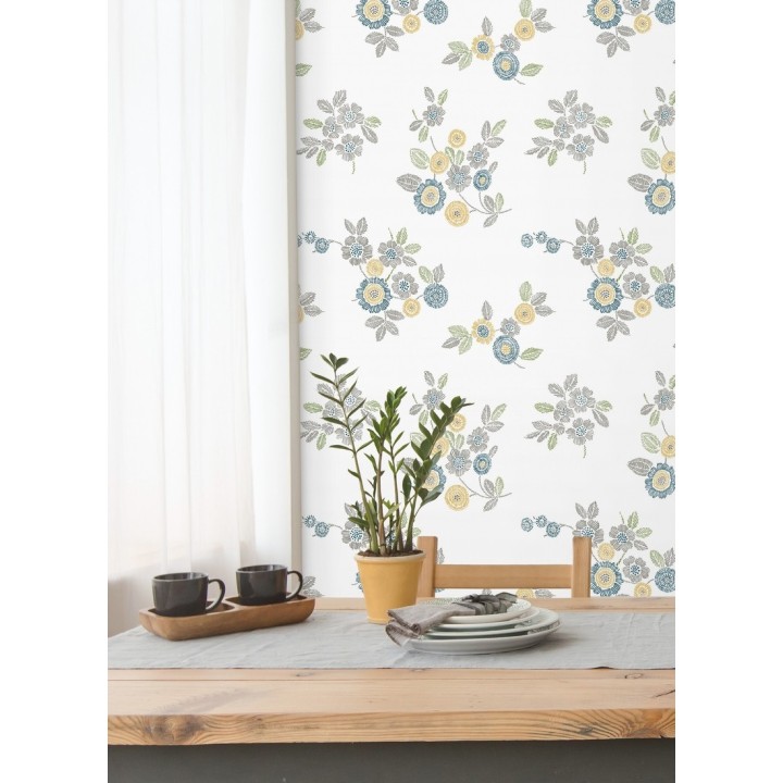 Papel pintado flores amarillas de estilo puntillista - Richmond Park 679739