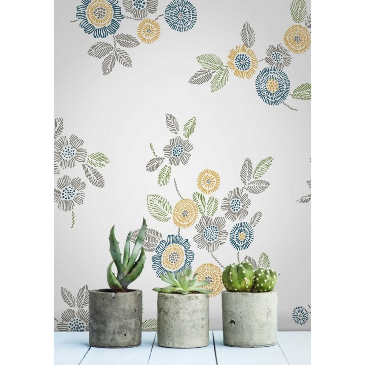 Papel pintado flores amarillas de estilo puntillista - Richmond Park 679739