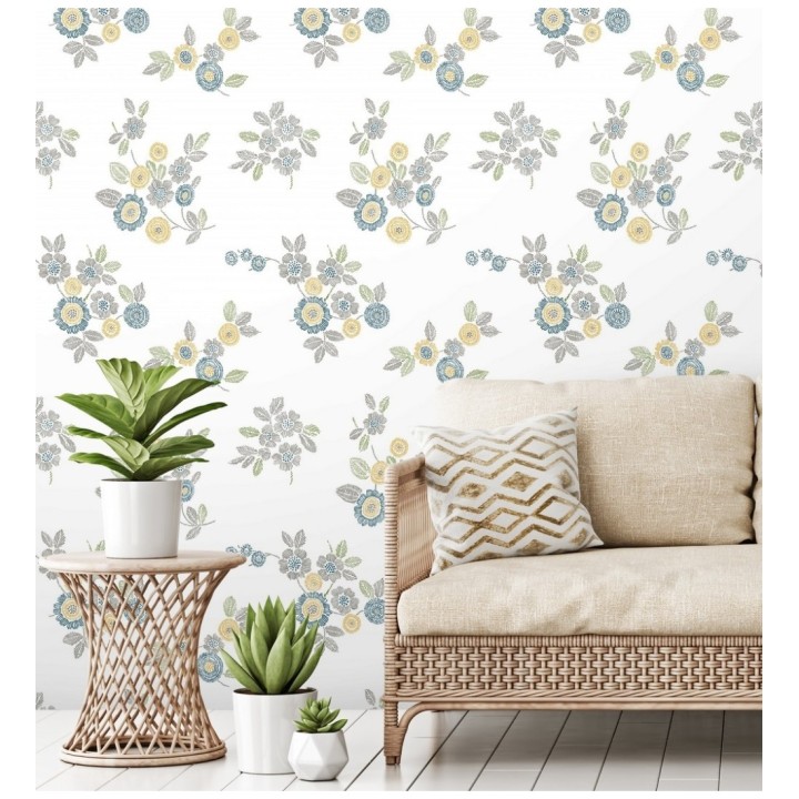 Papel pintado flores amarillas de estilo puntillista - Richmond Park 679739