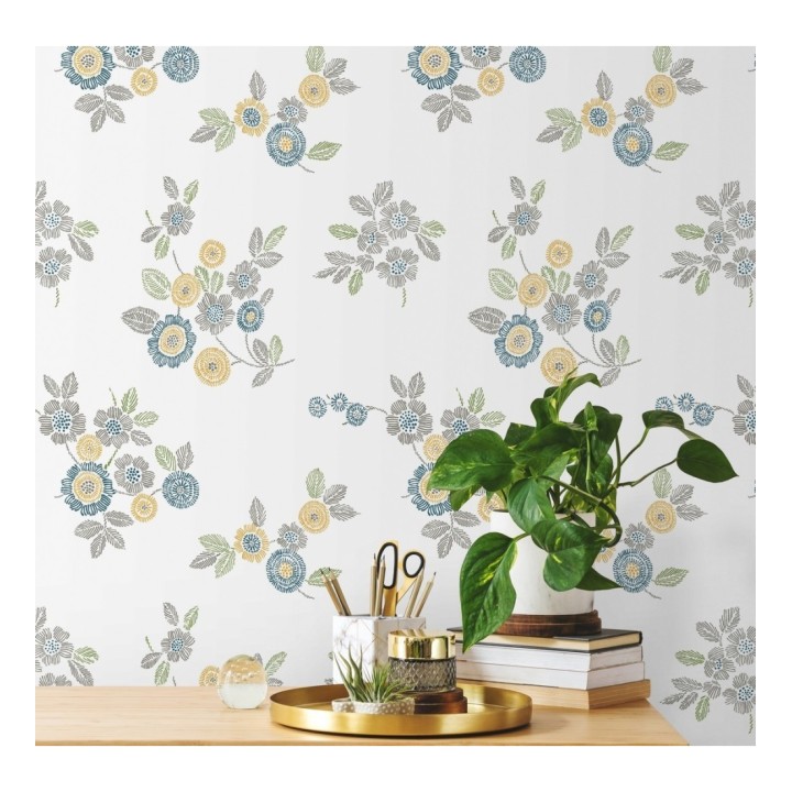 Papel pintado flores amarillas de estilo puntillista - Richmond Park 679739