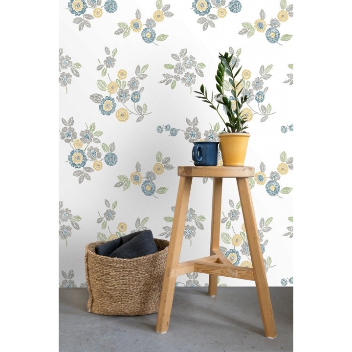 Papel pintado flores amarillas de estilo puntillista - Richmond Park 679739