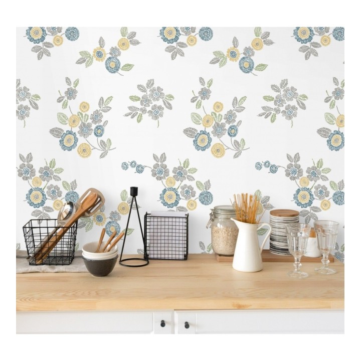 Papel pintado flores amarillas de estilo puntillista - Richmond Park 679739