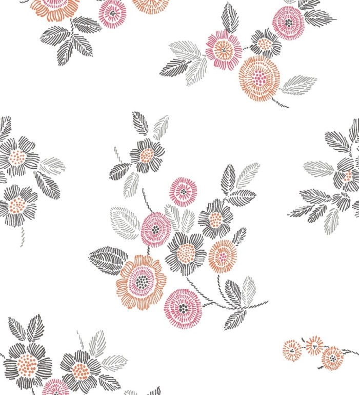 Papel pintado flores rosas de estilo puntillista - Richmond Park 679741