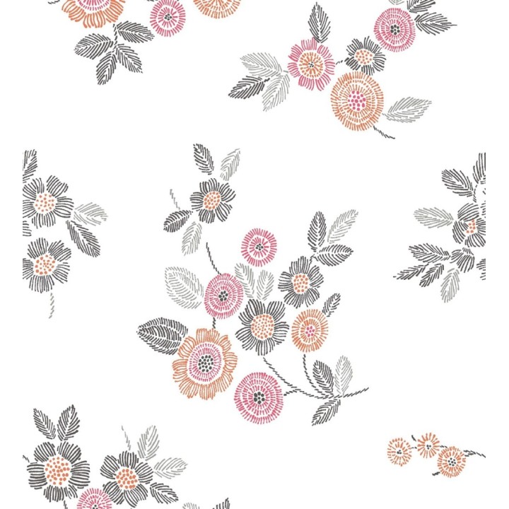 Papel pintado flores rosas de estilo puntillista - Richmond Park 679741